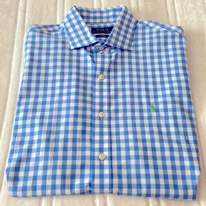 Like New Polo Ralph Lauren blue/white checkered long-sleeve button shirt, size L